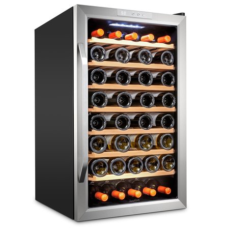 IVATION 51-Bottle Compressor Freestanding Wine Cooler Refrigerator - Stainless Steel IVFWCC511WSS